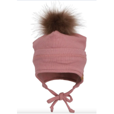 Calikids - Tuque mi-saison avec pompom fausse fourrure amovible - Rose Dust Calikids - Tuque mi-saison avec pompom fausse fourrure amovible - Rose Dust